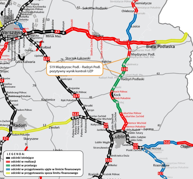 Mapa: S19 Międzyrzec Podlaski–Radzyn Podlaski. Źródło: GDDKiA